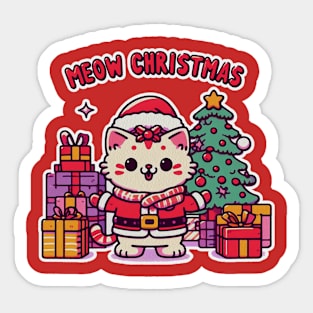 Mary Christmas - santa cat - meow cristmas Sticker